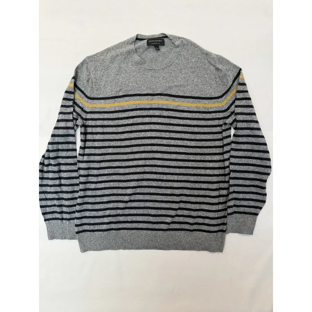 Banana Republic 594268-01 Men XL Premium Luxe Yarn Crewneck Striped Knit Sweater